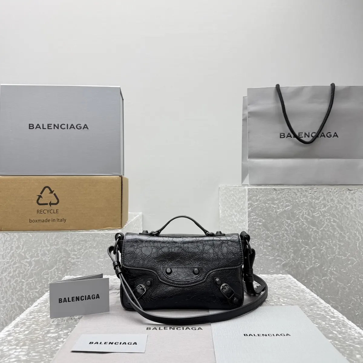 Balenciaga Style Black Leather Bag Lookbook Reference image 1