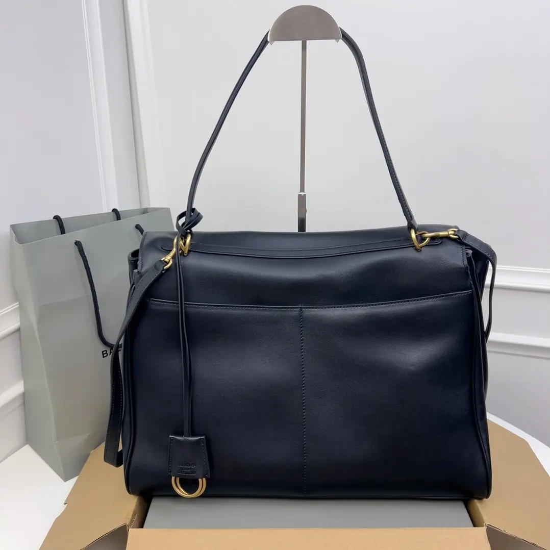 Balenciaga Style Black Leather Bag Lookbook Reference image 2