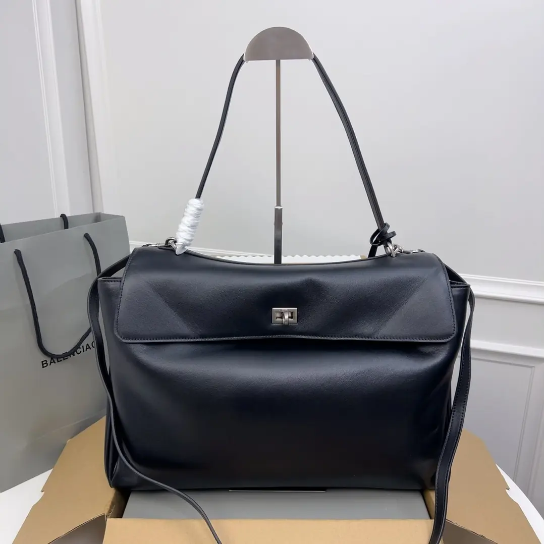 Balenciaga Style Black Leather Bag Lookbook Reference image 1