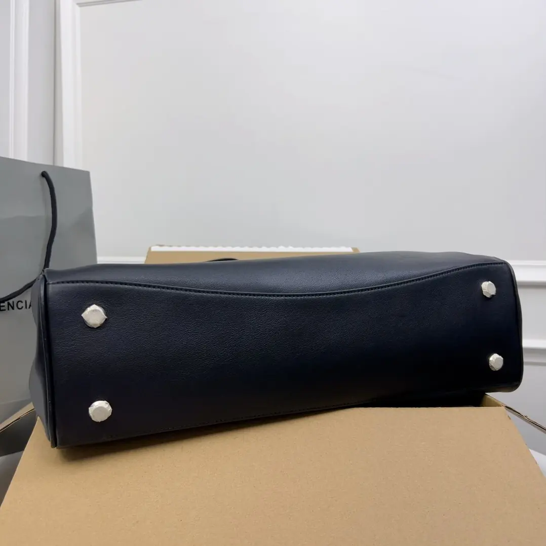 Balenciaga Style Black Leather Bag Lookbook Reference image 4