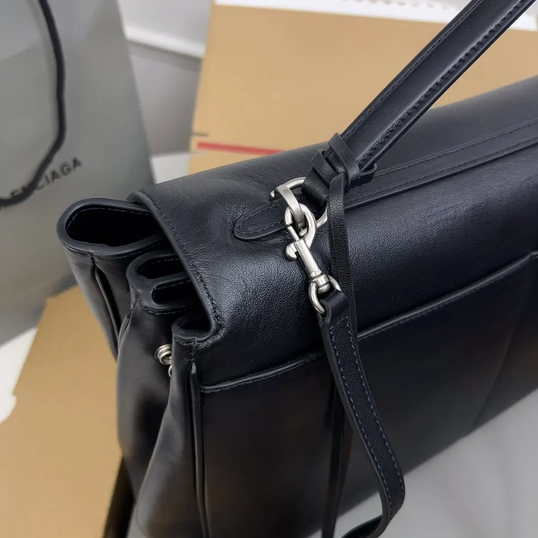 Balenciaga Style Black Leather Bag Lookbook Reference image 5