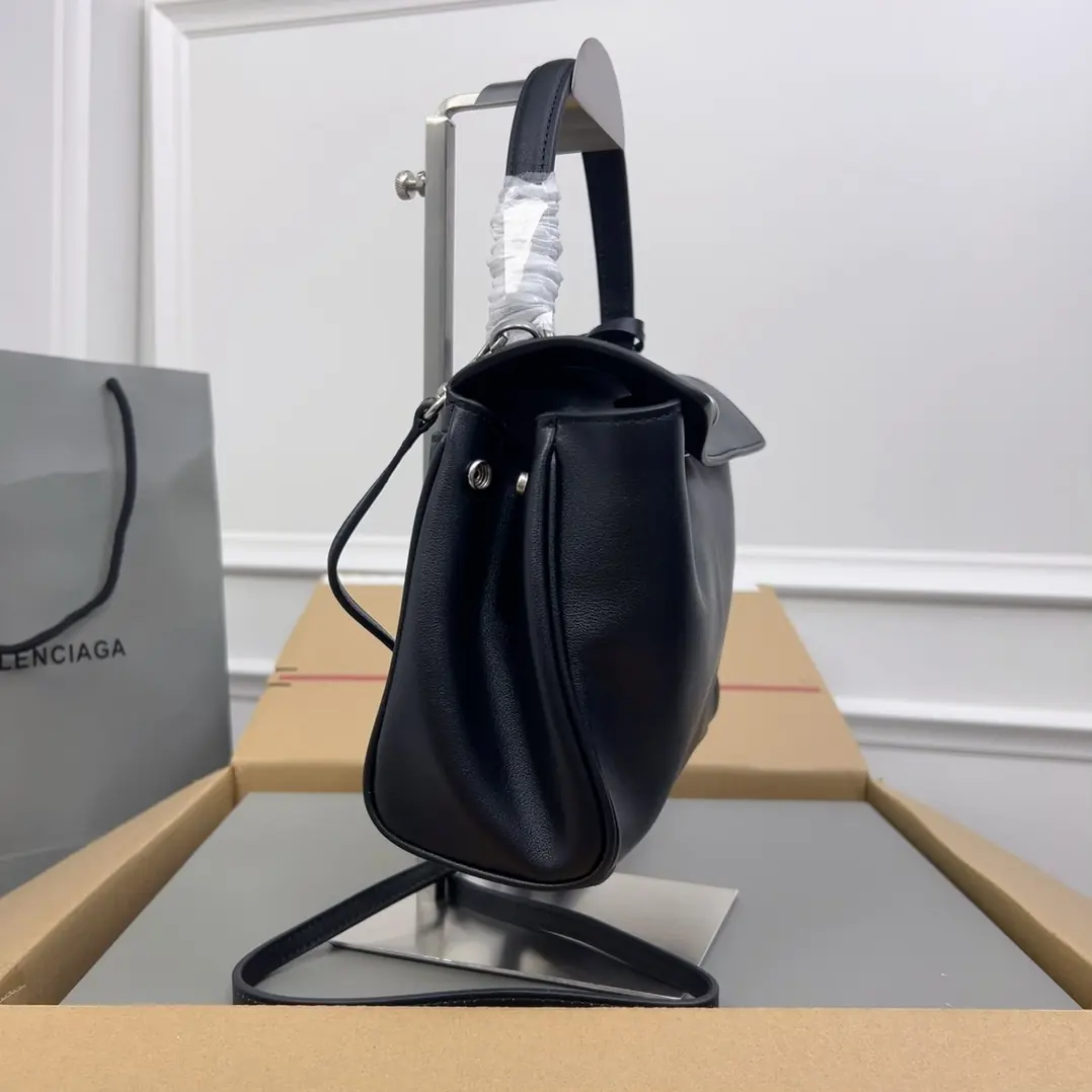 Balenciaga Style Black Leather Bag Lookbook Reference image 3