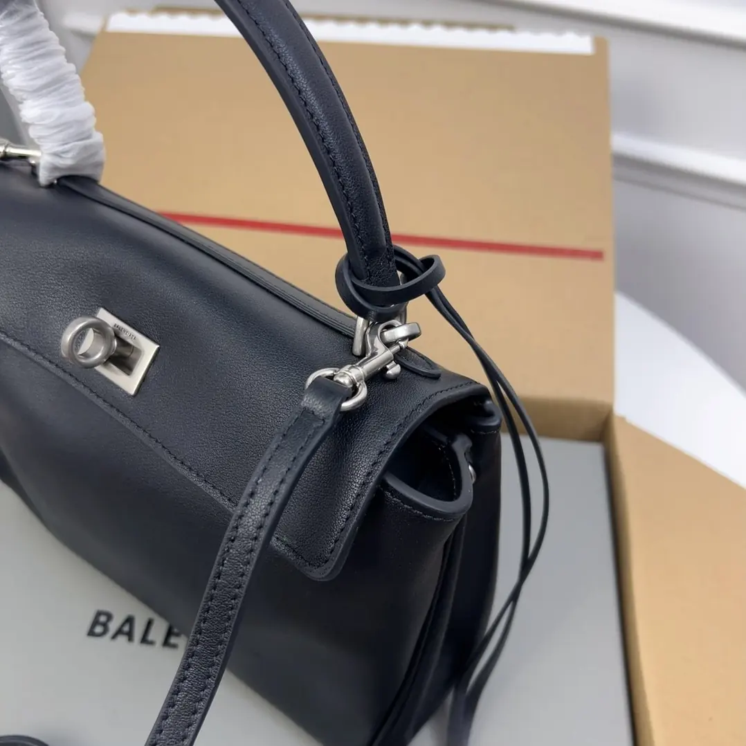 Balenciaga Style Black Leather Bag Lookbook Reference image 6