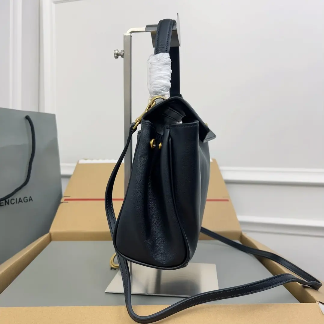 Balenciaga Style Black Leather Bag Lookbook Reference image 3