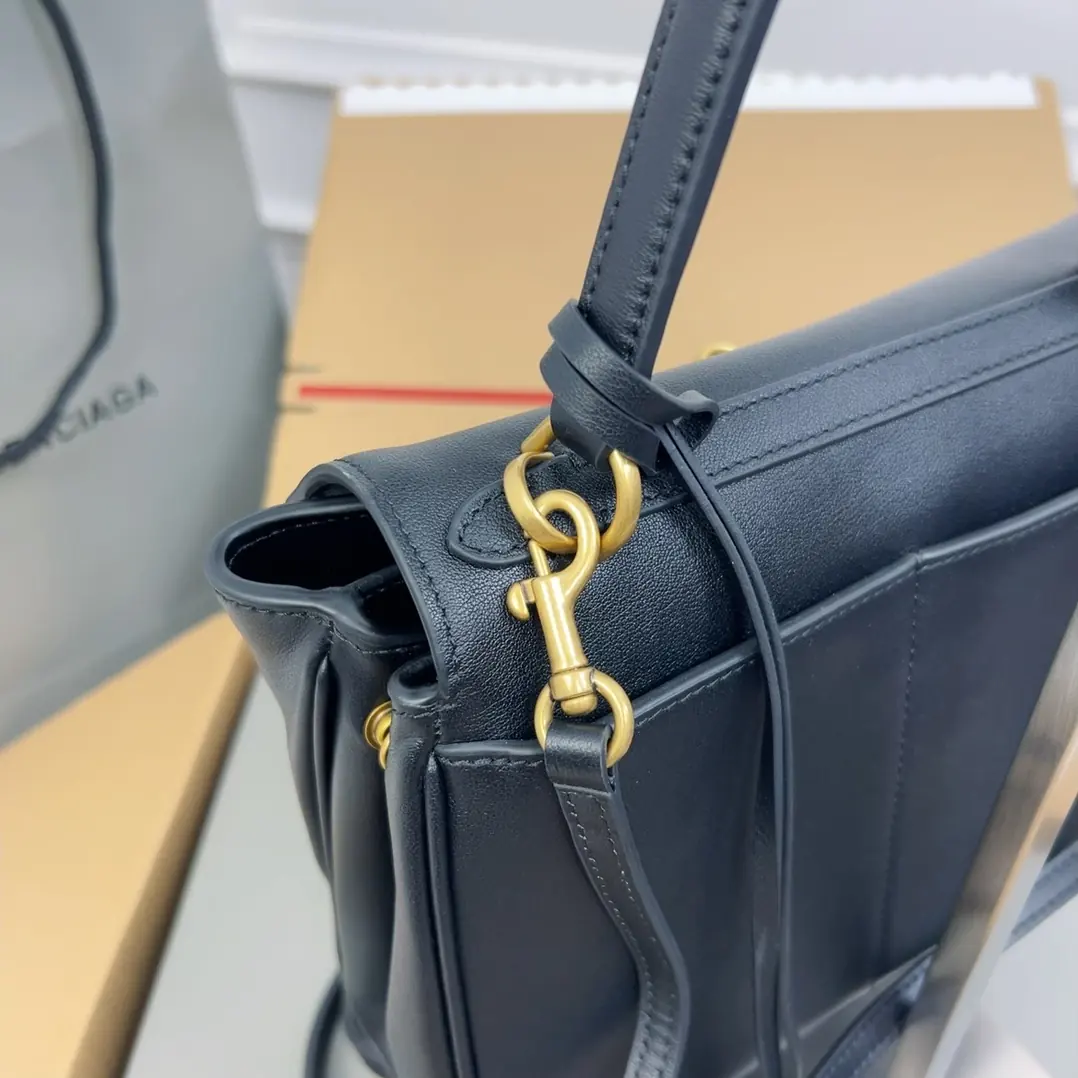 Balenciaga Style Black Leather Bag Lookbook Reference image 4
