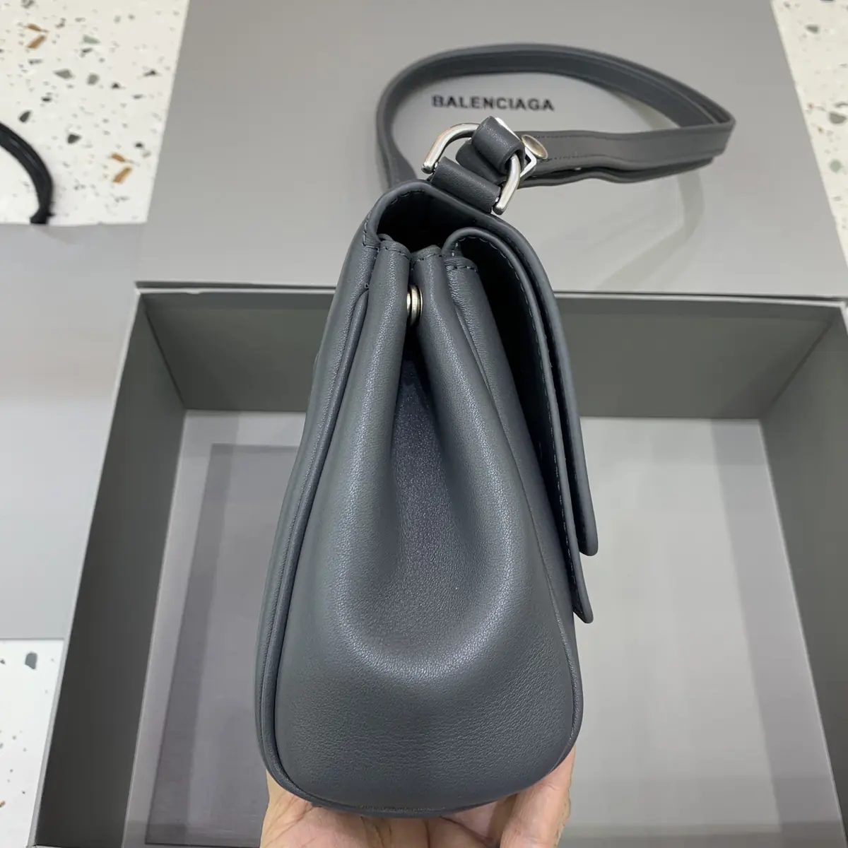 Balenciaga Style Black Leather Crossbody Bag Lookbook Reference image 3
