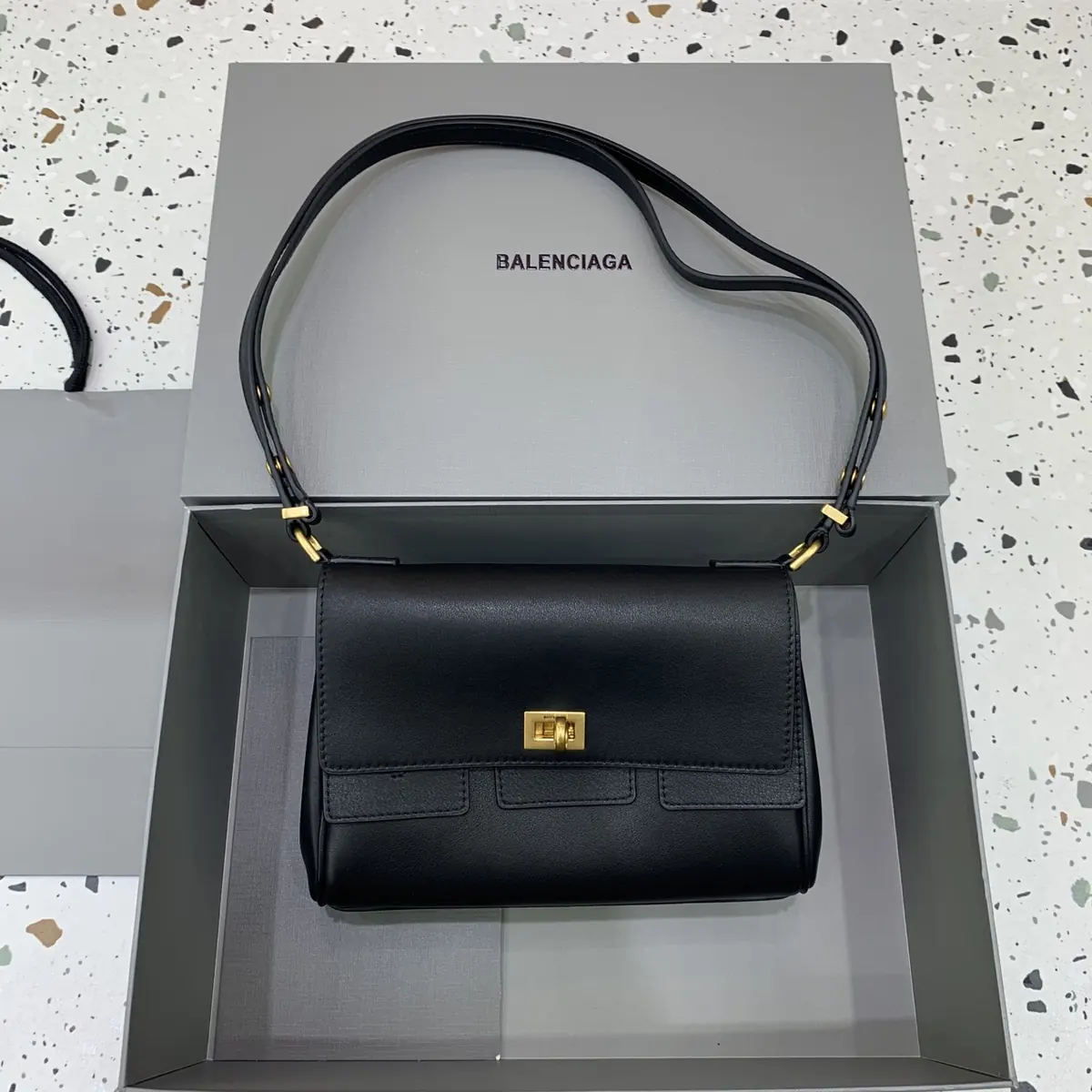 Balenciaga Style Black Leather Crossbody Bag Lookbook Reference image 1