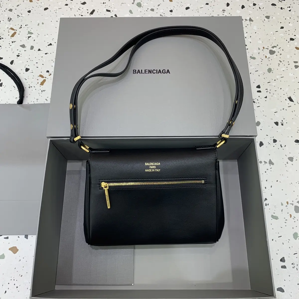 Balenciaga Style Black Leather Crossbody Bag Lookbook Reference image 2