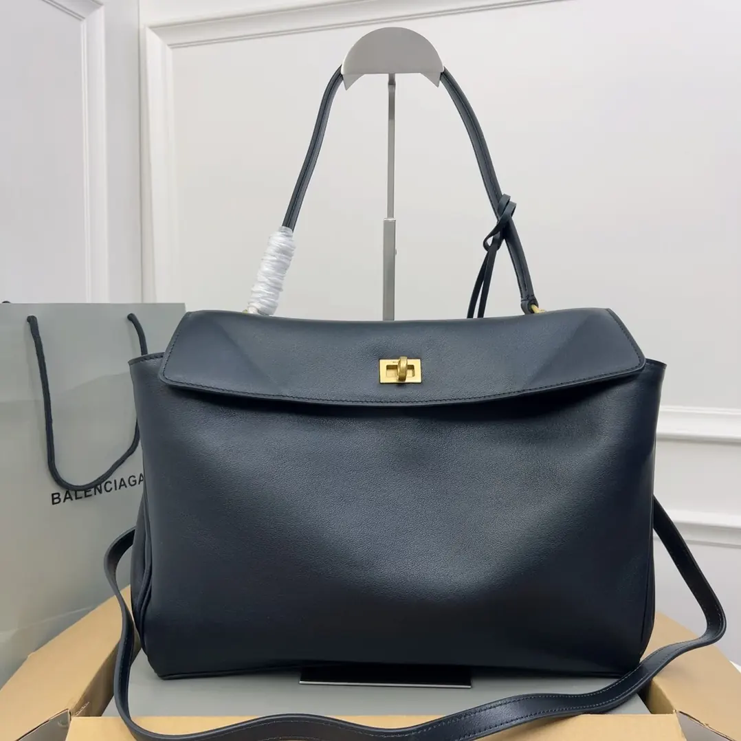 Balenciaga Style Black Leather Top Handle Bag Lookbook Reference image 1
