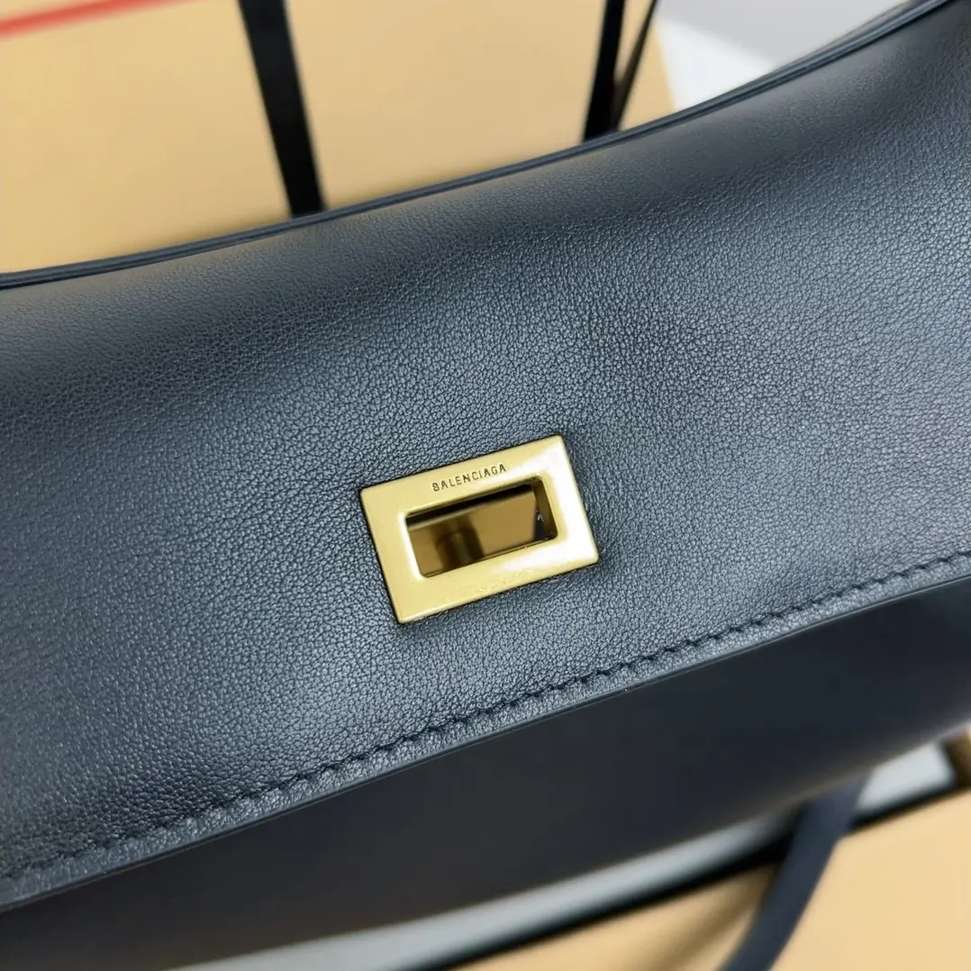 Balenciaga Style Black Leather Top Handle Bag Lookbook Reference image 2
