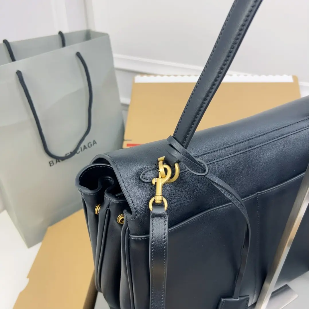 Balenciaga Style Black Leather Top Handle Bag Lookbook Reference image 4