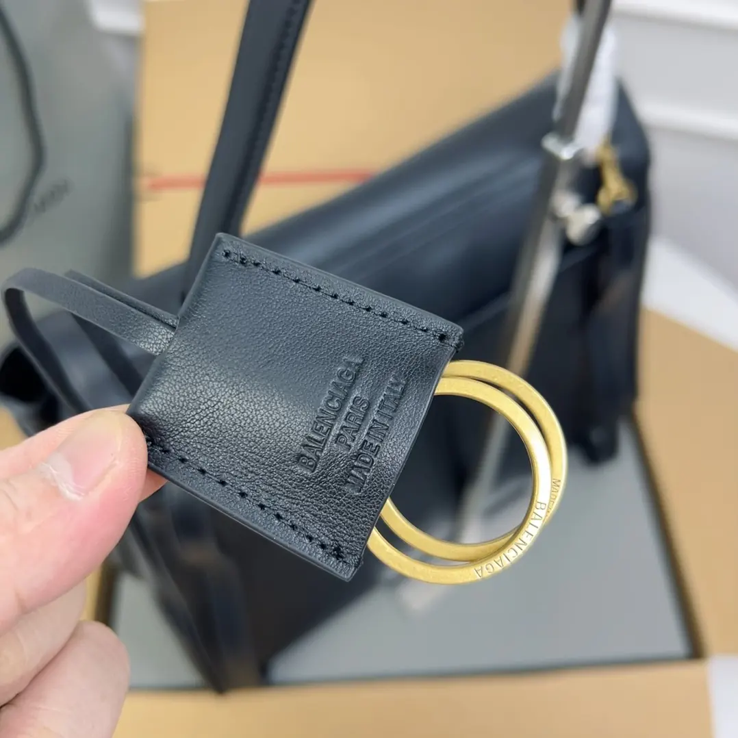 Balenciaga Style Black Leather Top Handle Bag Lookbook Reference image 5