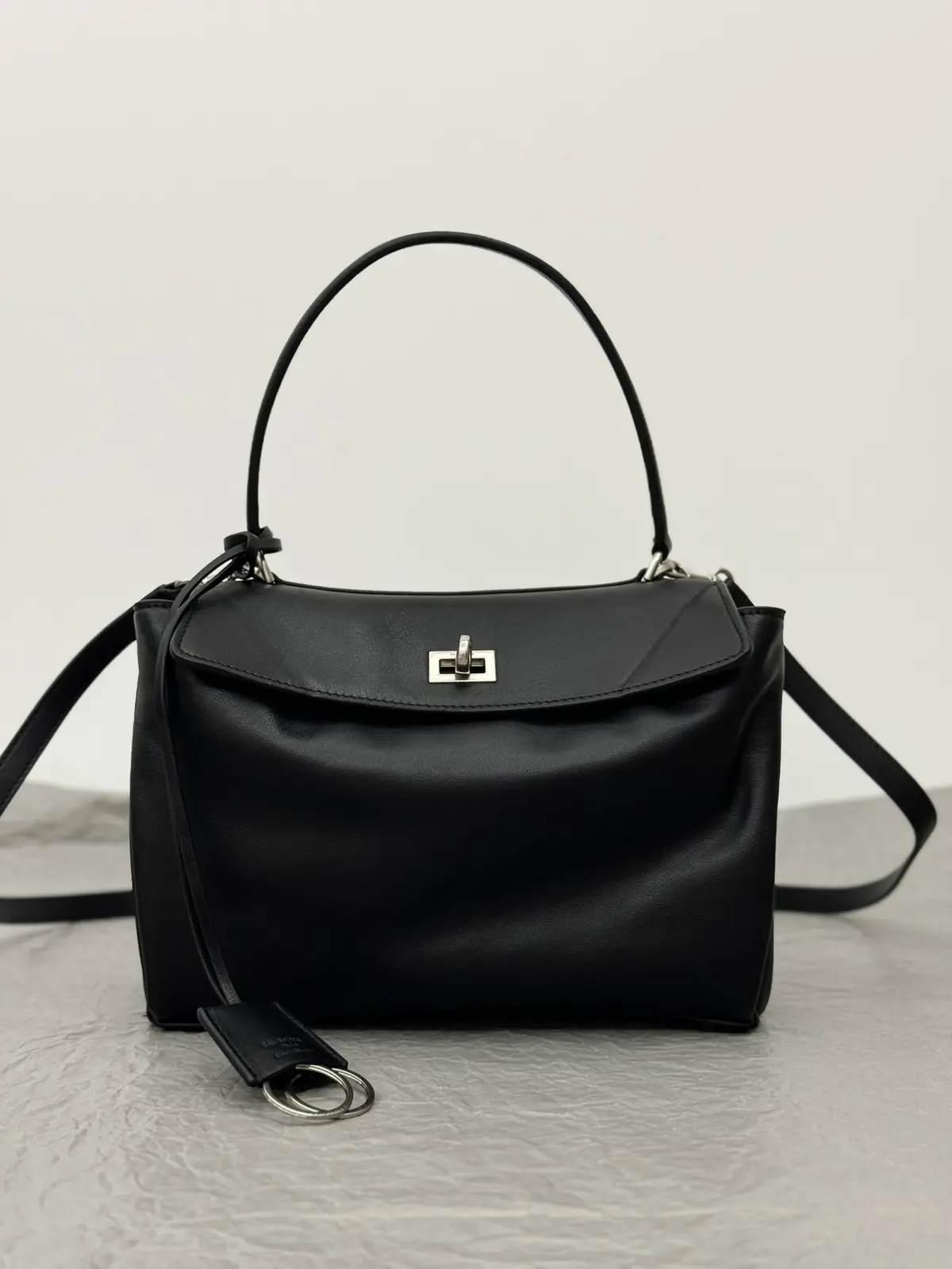 Balenciaga Style Black Leather Top Handle Bag Lookbook Reference image 1