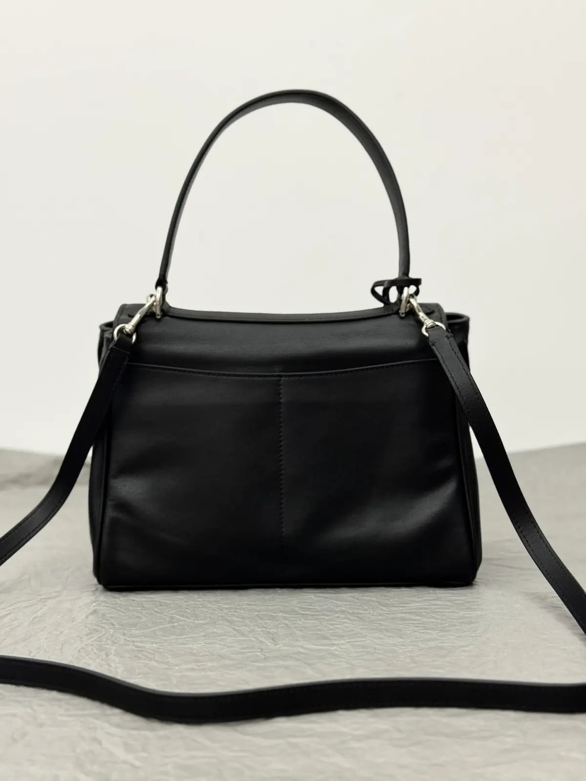 Balenciaga Style Black Leather Top Handle Bag Lookbook Reference image 3