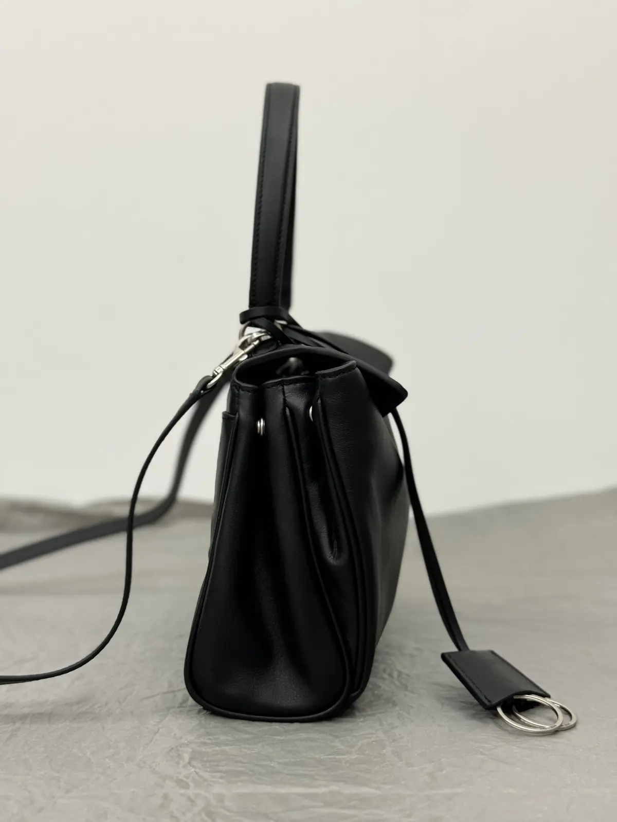 Balenciaga Style Black Leather Top Handle Bag Lookbook Reference image 4