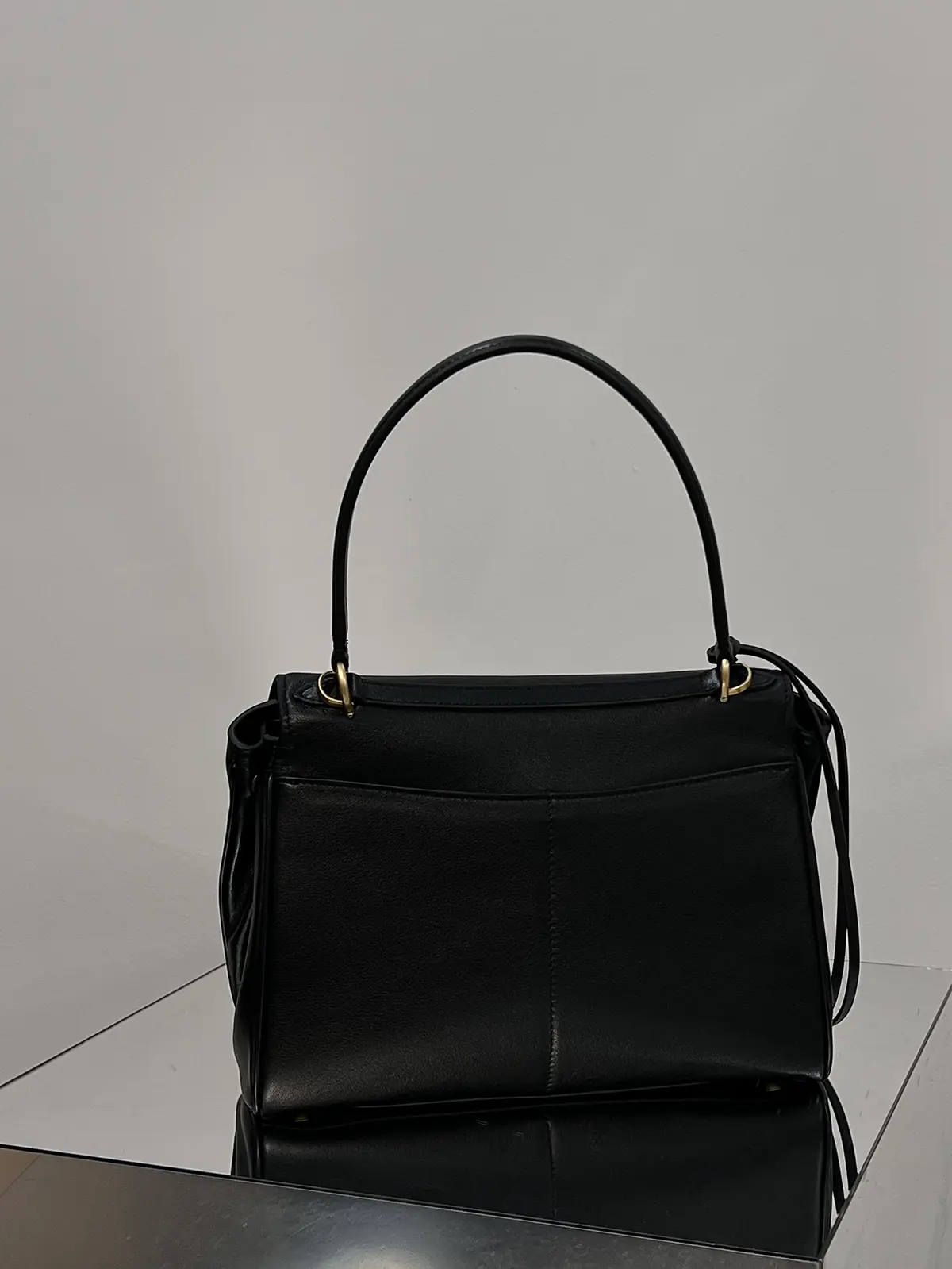 Balenciaga Style Black Leather Top Handle Bag Lookbook Reference image 2