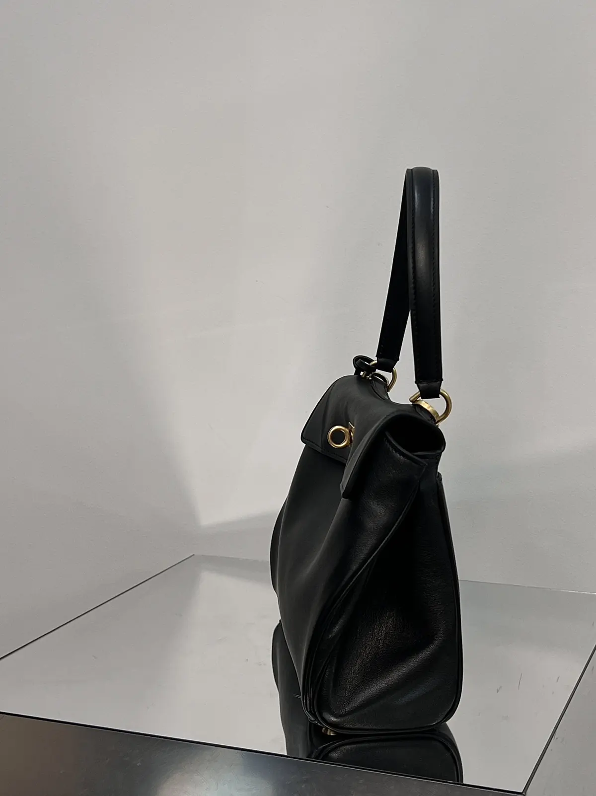 Balenciaga Style Black Leather Top Handle Bag Lookbook Reference image 3
