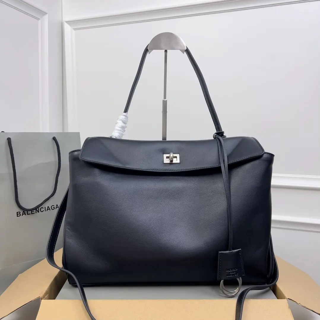 Balenciaga Style Black Leather Top Handle Bag Lookbook Reference image 1