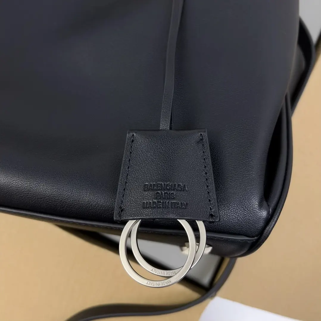 Balenciaga Style Black Leather Top Handle Bag Lookbook Reference image 5