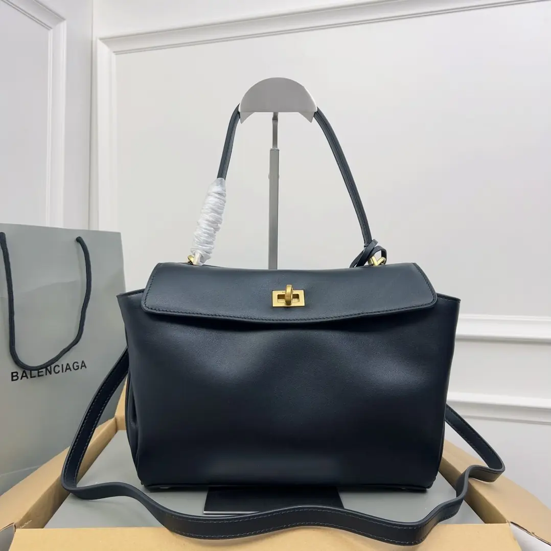 Balenciaga Style Black Leather Top Handle Bag Lookbook Reference image 1