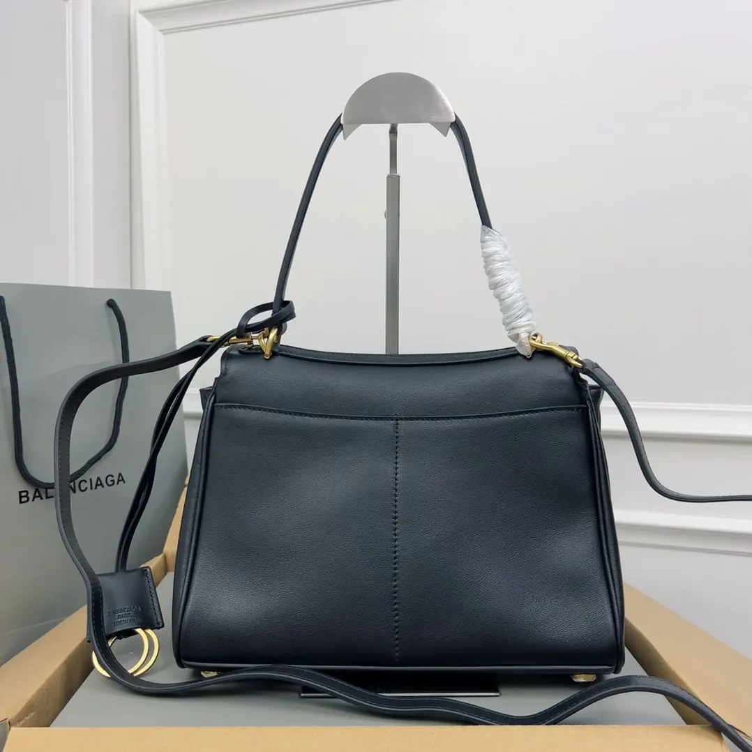 Balenciaga Style Black Leather Top Handle Bag Lookbook Reference image 2