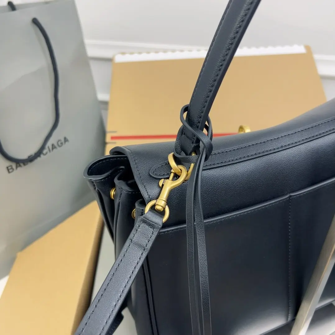 Balenciaga Style Black Leather Top Handle Bag Lookbook Reference image 5