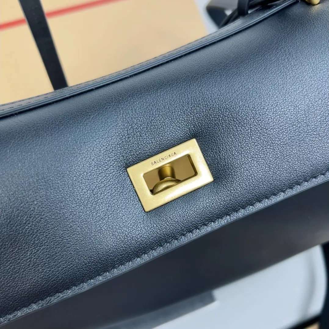 Balenciaga Style Black Leather Top Handle Bag Lookbook Reference image 6