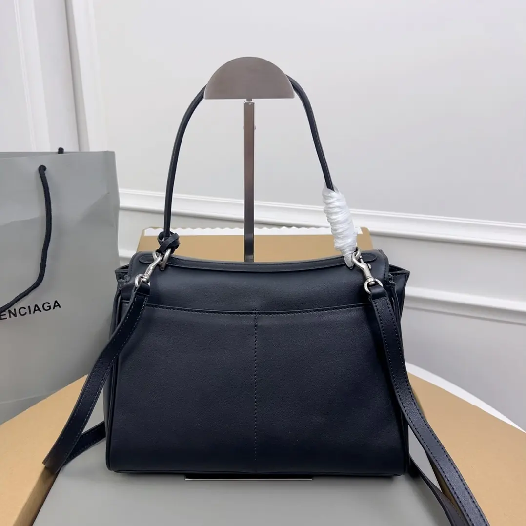 Balenciaga Style Black Leather Top Handle Bag Lookbook Reference image 2