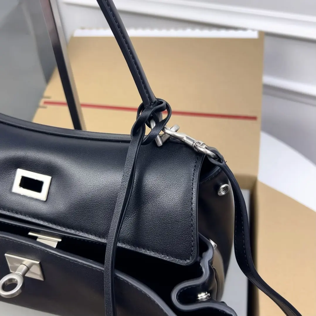 Balenciaga Style Black Leather Top Handle Bag Lookbook Reference image 4