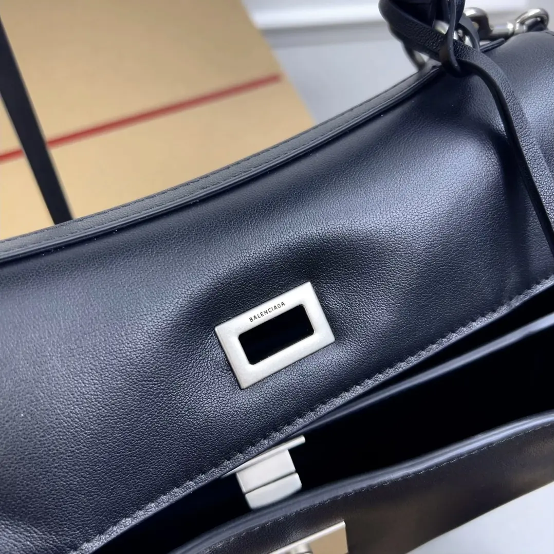 Balenciaga Style Black Leather Top Handle Bag Lookbook Reference image 6
