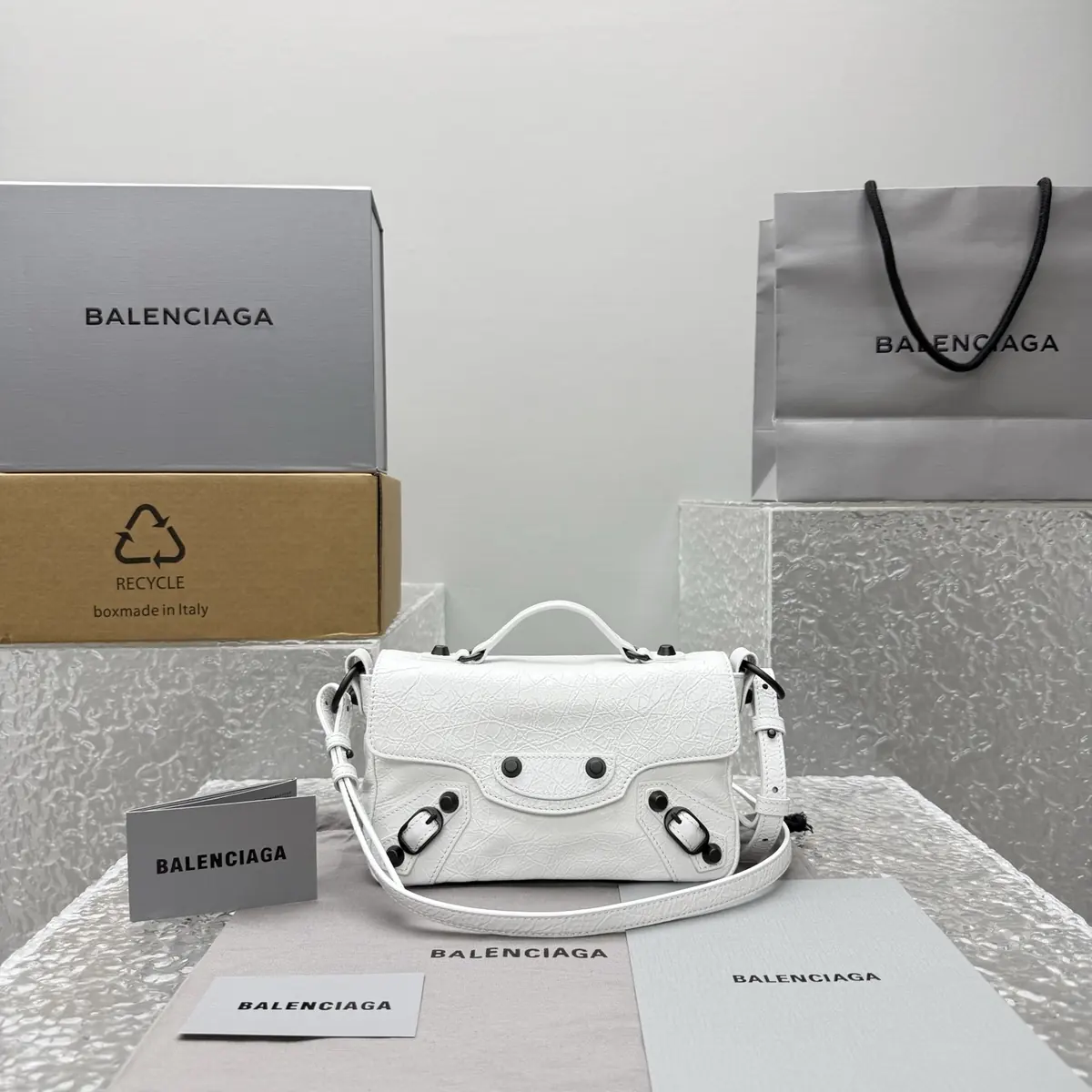 Balenciaga Style White Leather Bag Lookbook Reference image 1