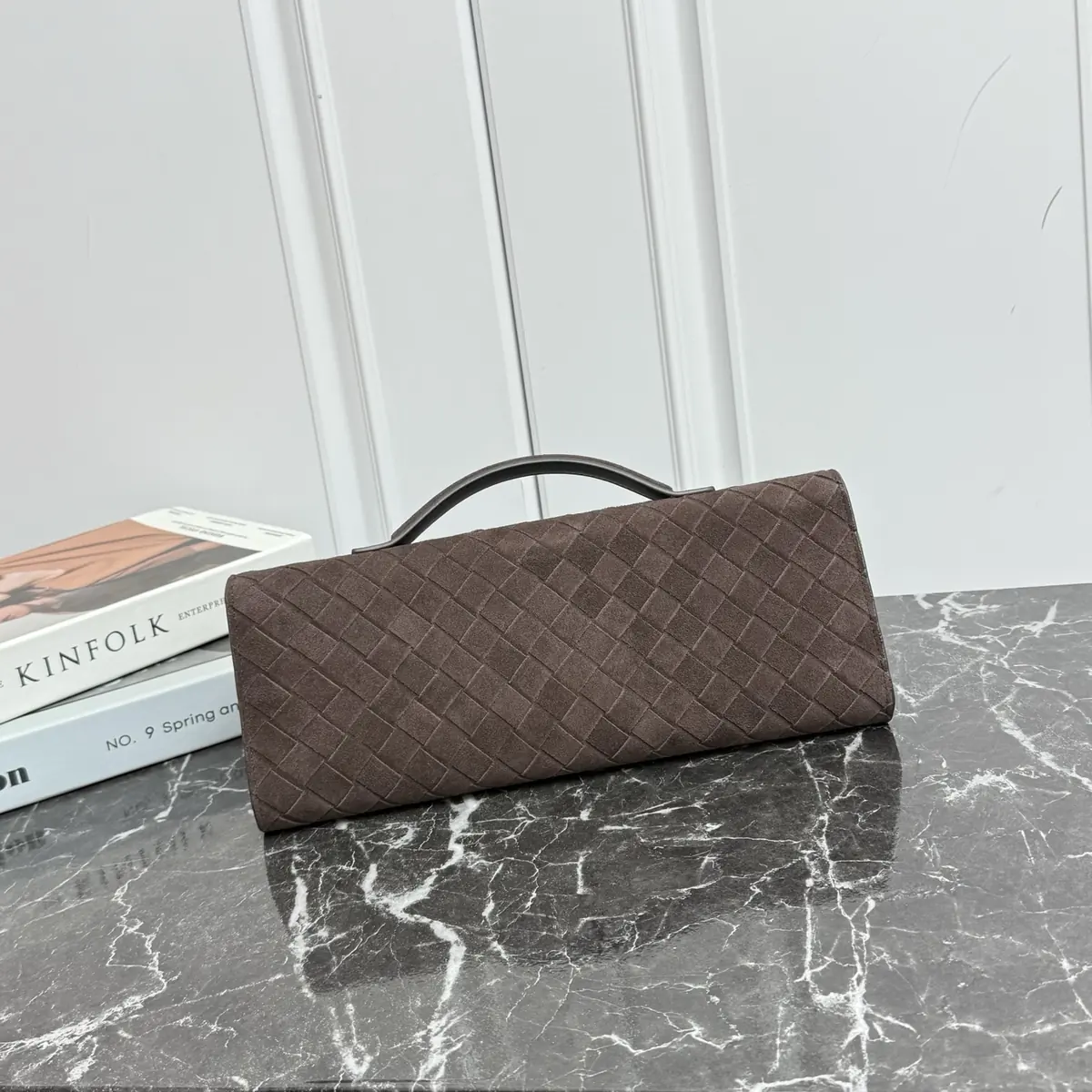 Bottega Veneta Style Brown Leather Top Handle Bag Lookbook Reference image 2