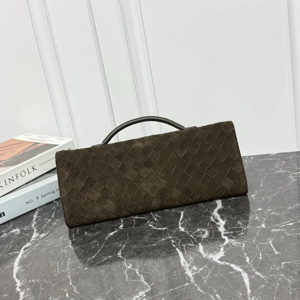 Bottega Veneta Style Brown Leather Top Handle Bag Lookbook Reference image 2
