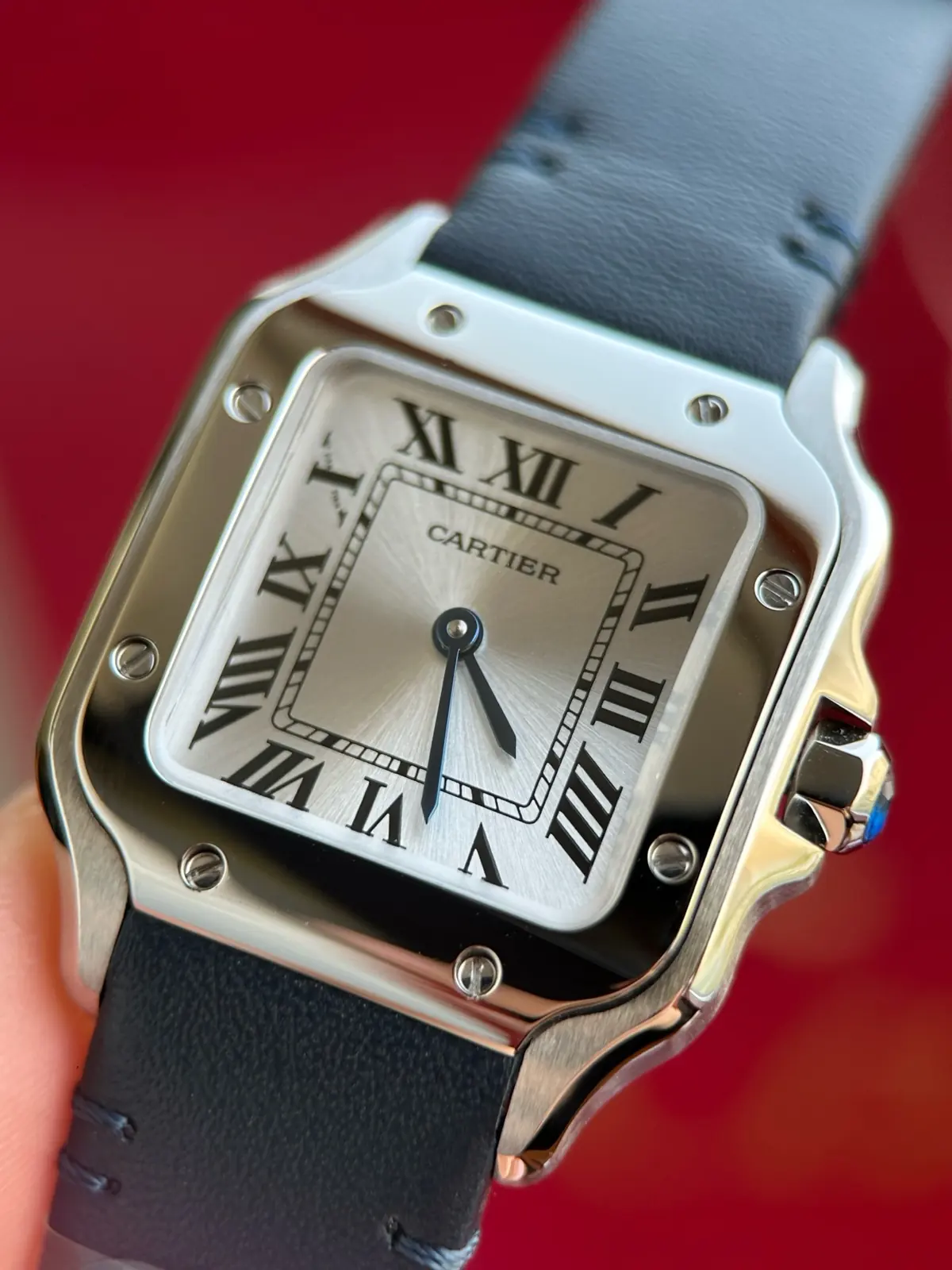 Cartier Style Grey Leather Watches Lookbook Reference image 5