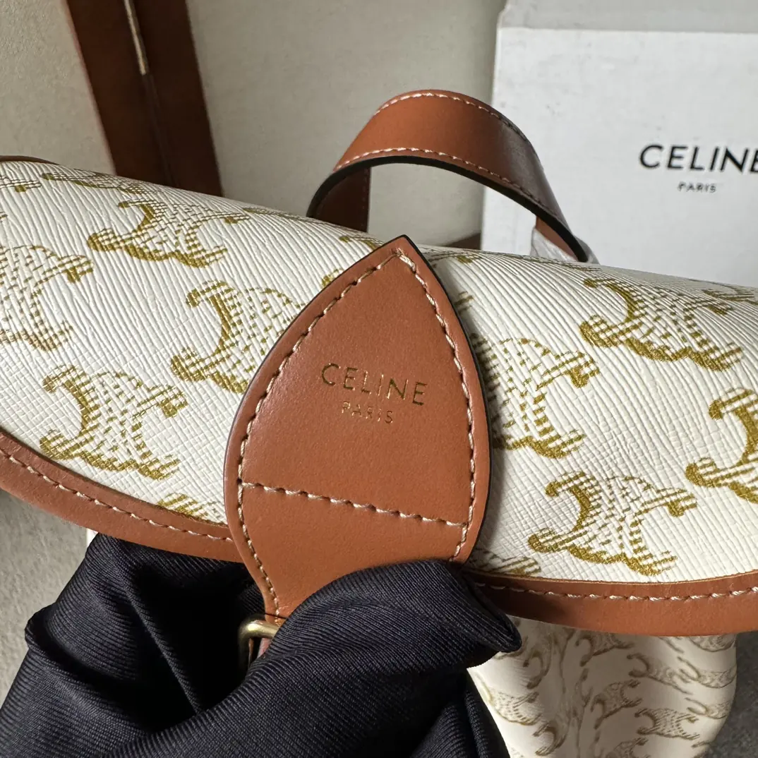 Celine Style Beige Leather Backpack Bags Backpack detail image 2 from source 720042