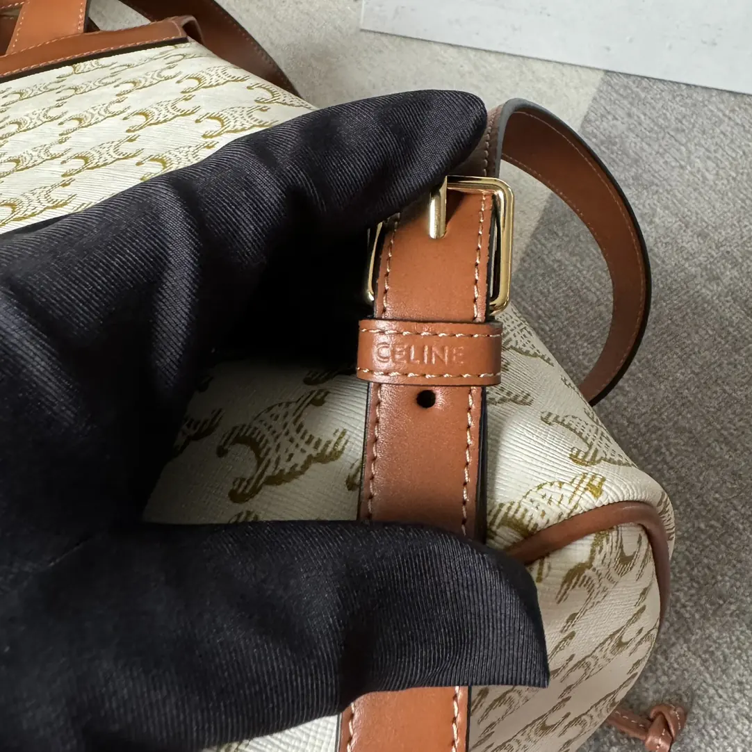 Celine Style Beige Leather Backpack Bags Backpack detail image 7 from source 720042