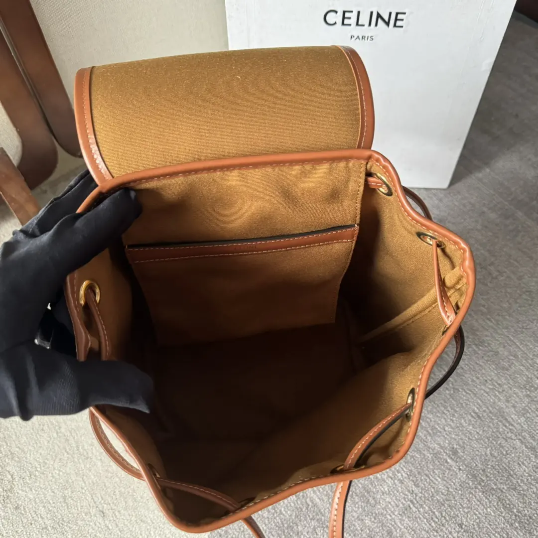 Celine Style Beige Leather Backpack Bags Backpack detail image 8 from source 720042
