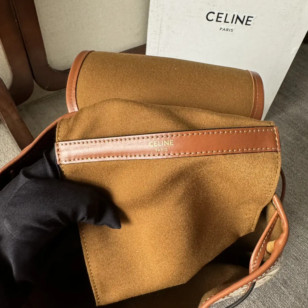 Celine Style Beige Leather Backpack Bags Backpack detail image 9 from source 720042