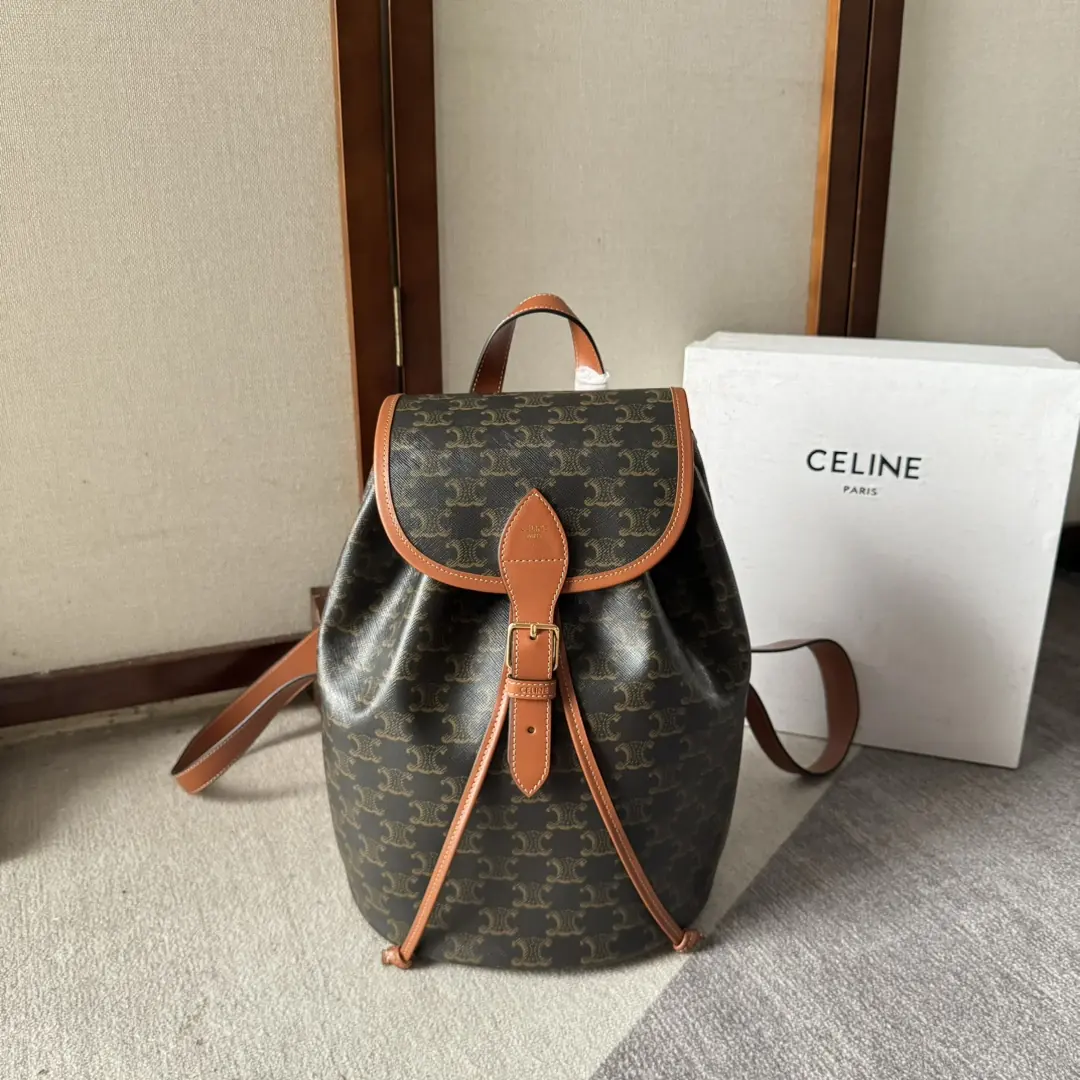 Celine Style Beige Leather Backpack Bags Backpack detail image 1 from source 720043