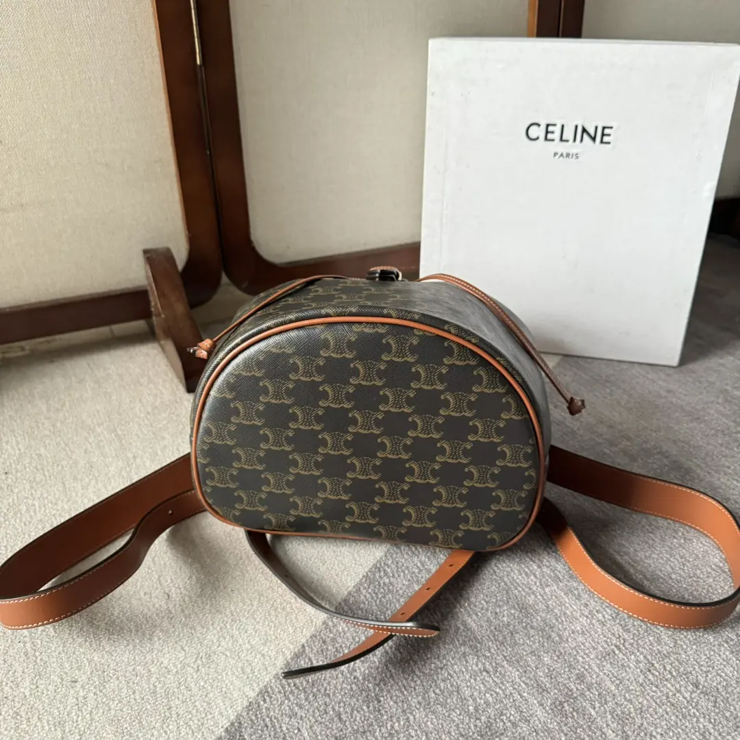 Celine Style Beige Leather Backpack Bags Backpack detail image 5 from source 720043