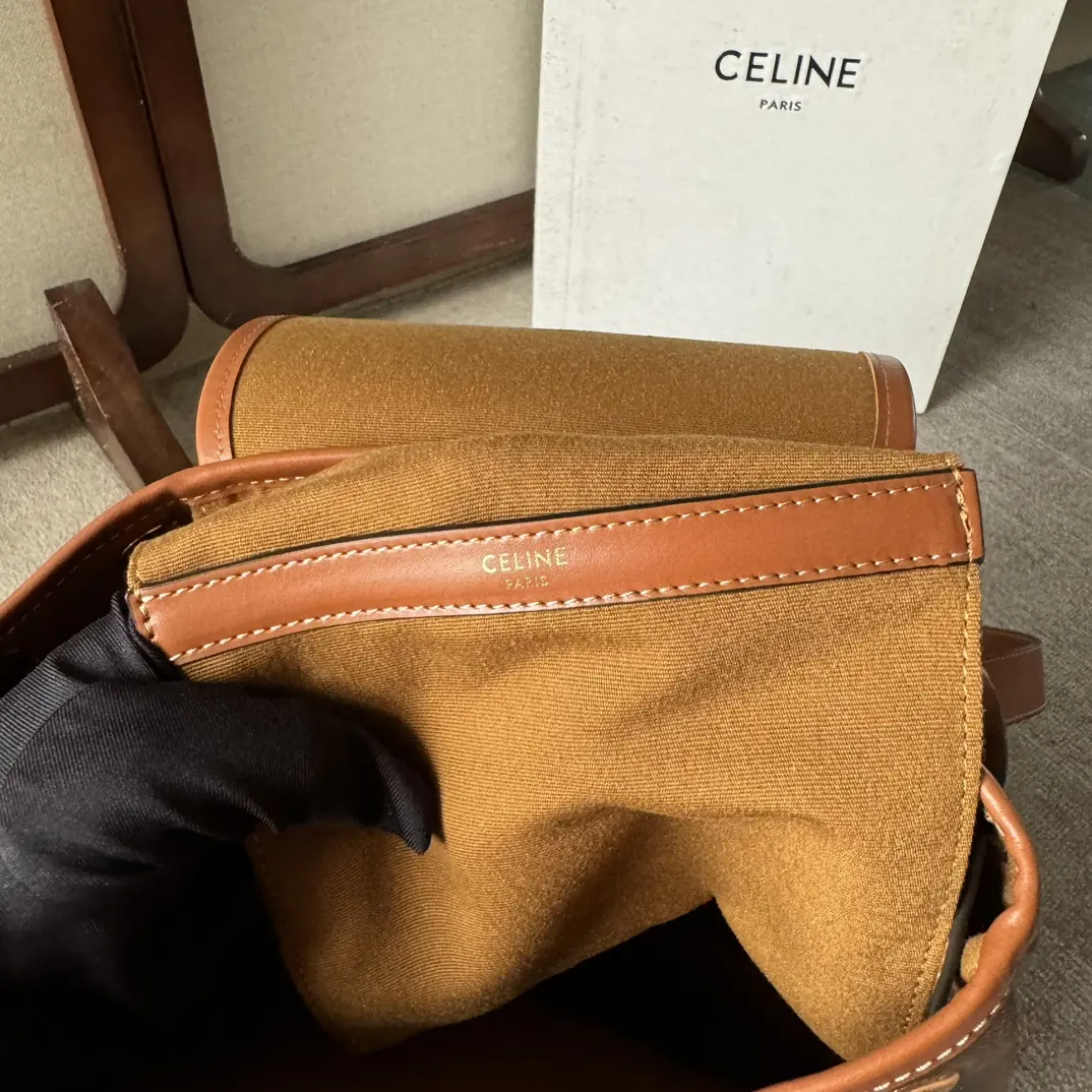 Celine Style Beige Leather Backpack Bags Backpack detail image 9 from source 720043