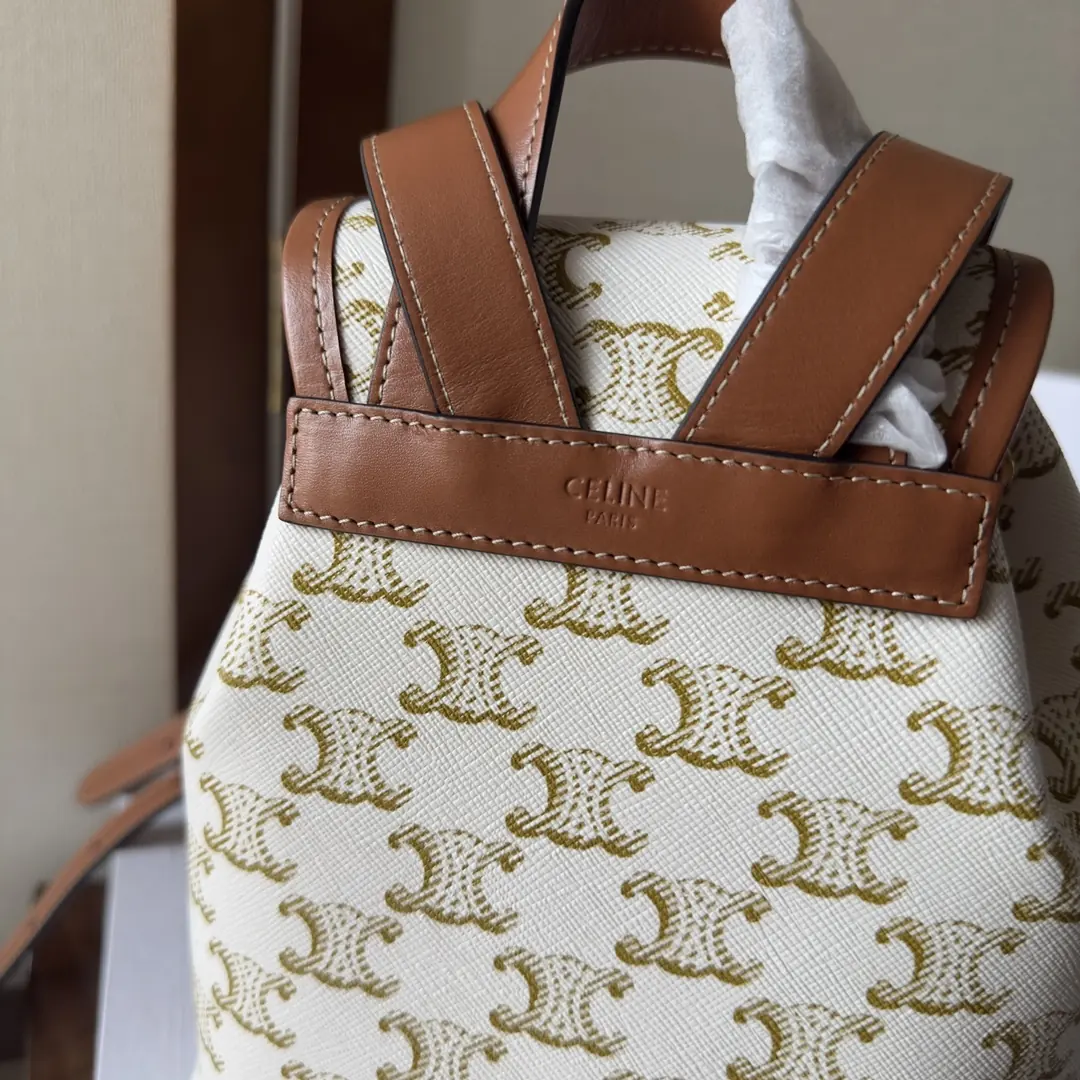 Celine Style Beige Leather Backpack Bags Backpack detail image 4 from source 720044