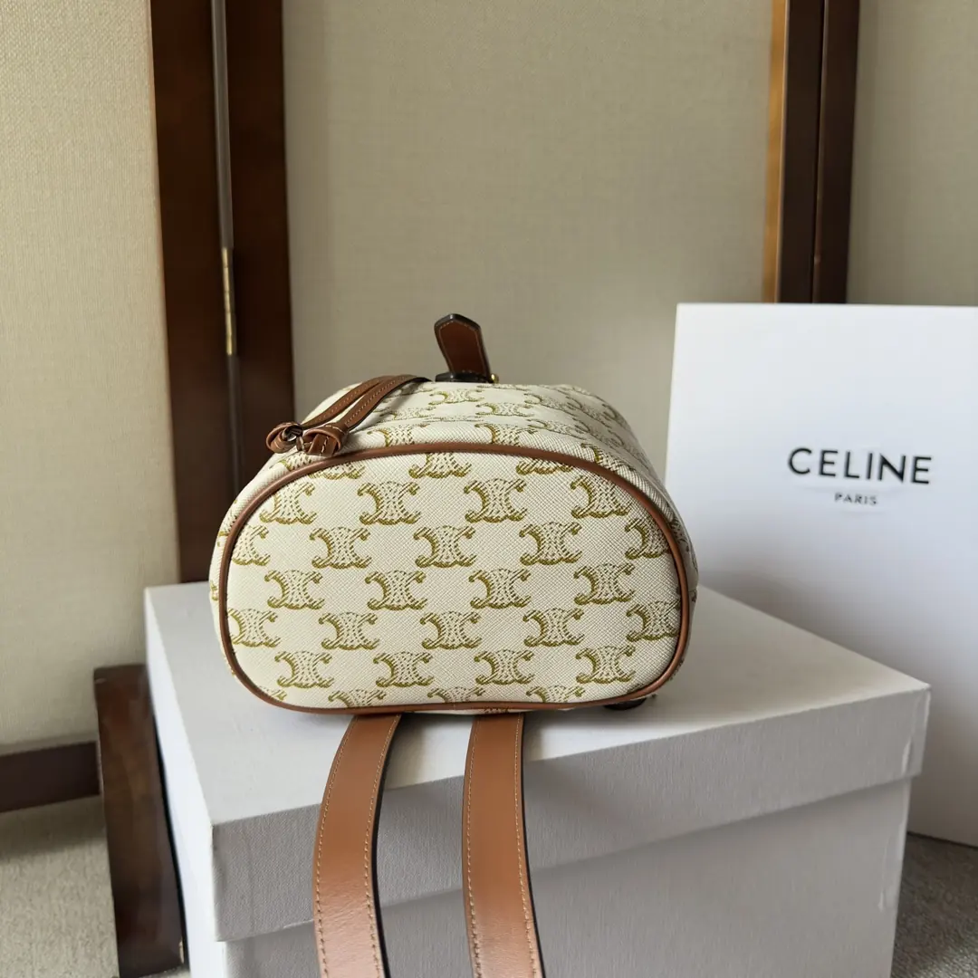 Celine Style Beige Leather Backpack Bags Backpack detail image 5 from source 720044