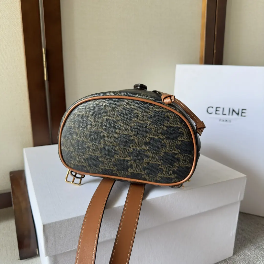 Celine Style Beige Leather Backpack Bags Backpack detail image 5 from source 720045