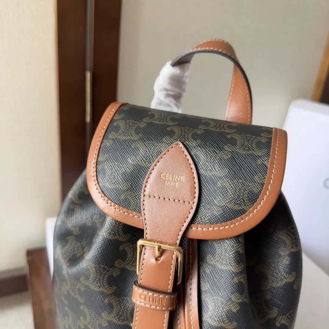 Celine Style Beige Leather Backpack Bags Backpack detail image 6 from source 720045