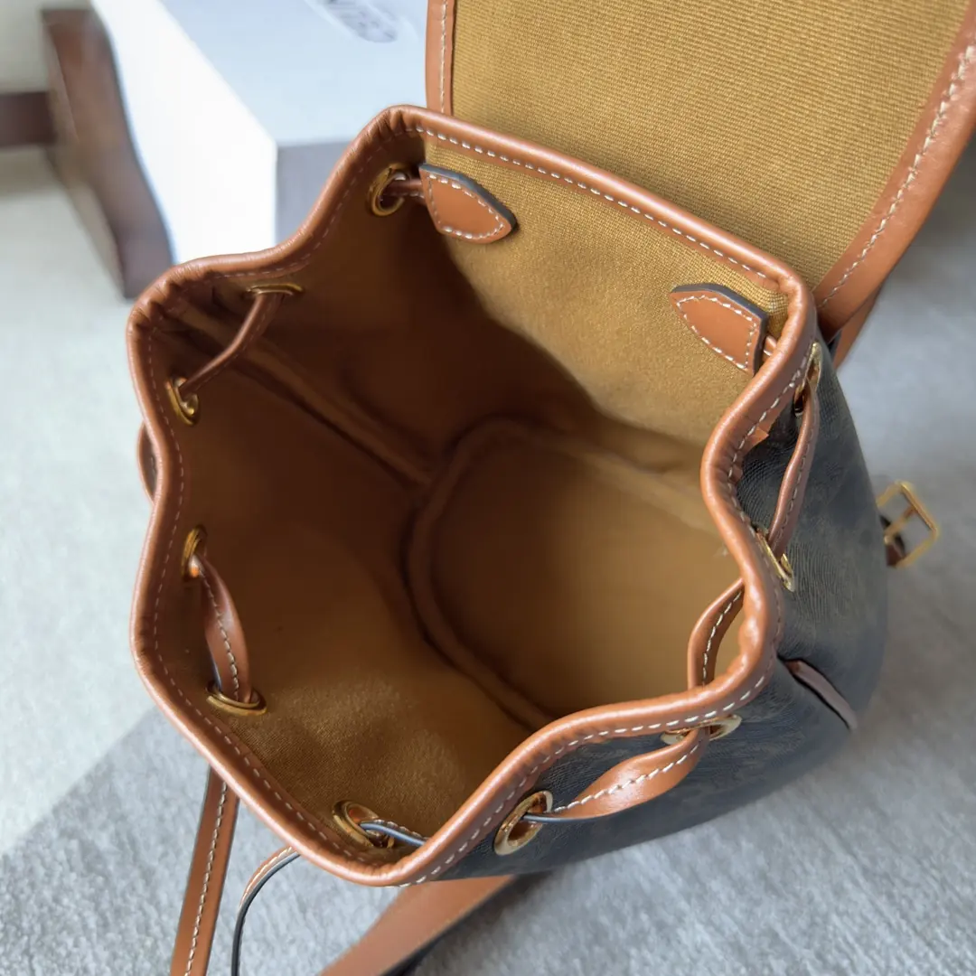 Celine Style Beige Leather Backpack Bags Backpack detail image 8 from source 720045