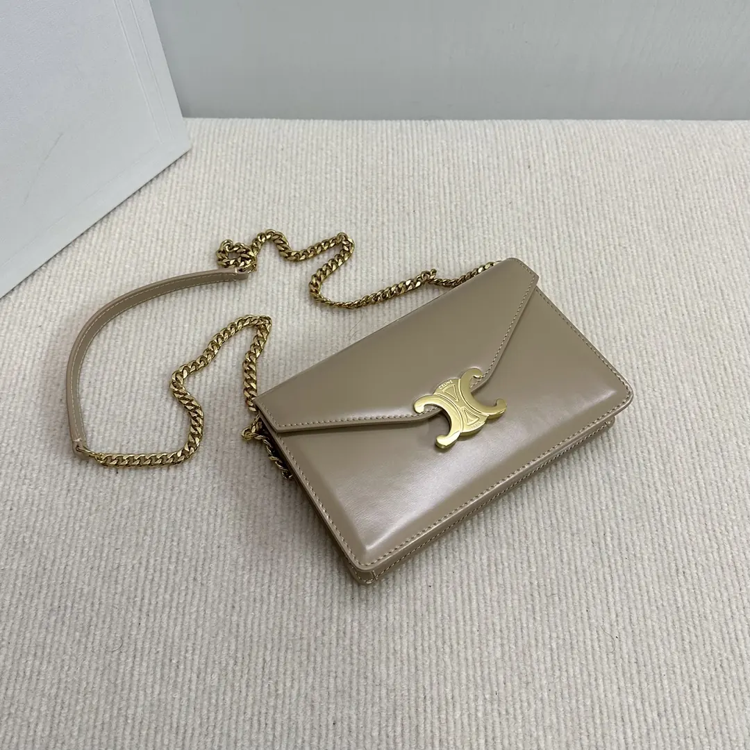 Celine Style Beige Leather Chain Bag Lookbook Reference image 6