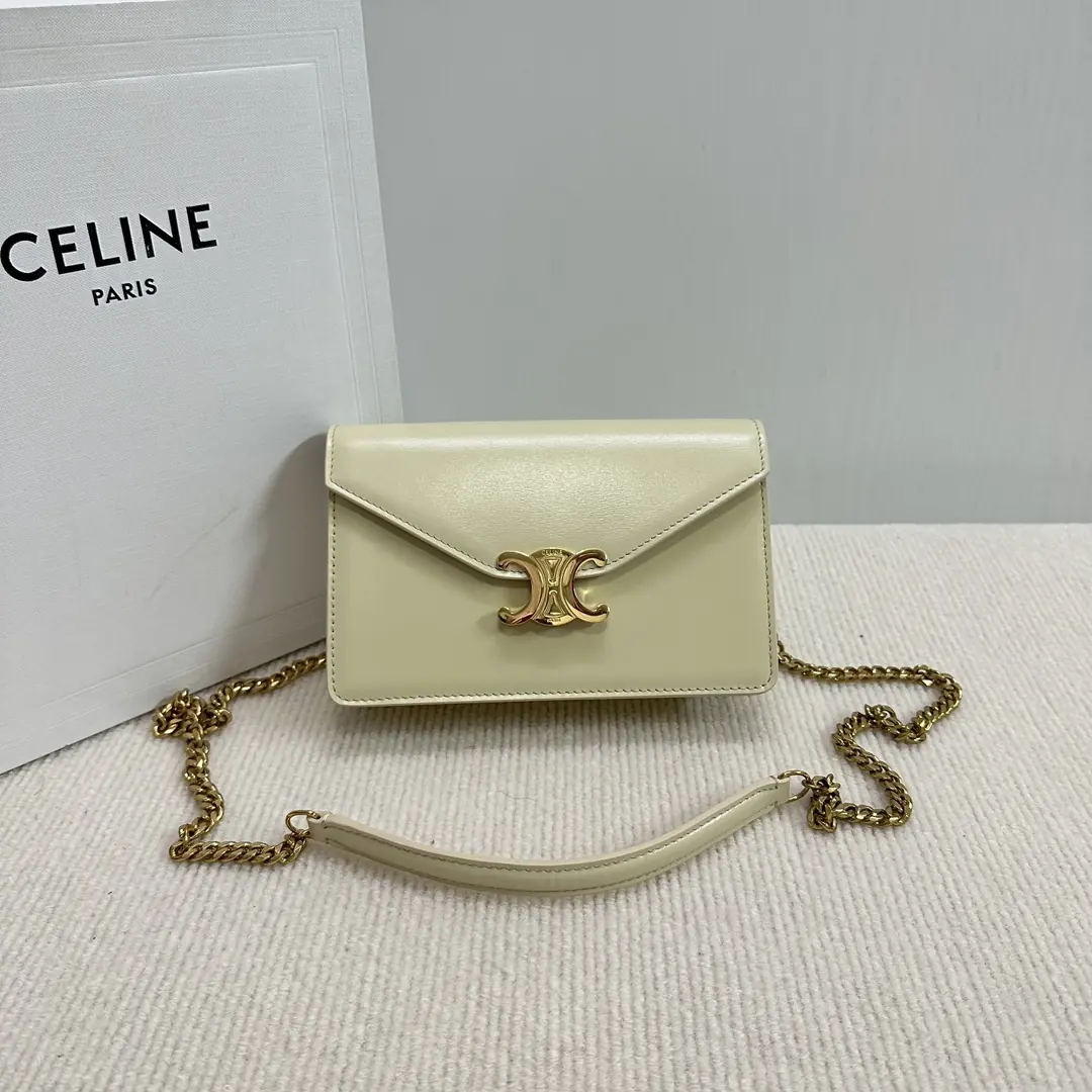 Celine Style Beige Leather Chain Bag Lookbook Reference image 1
