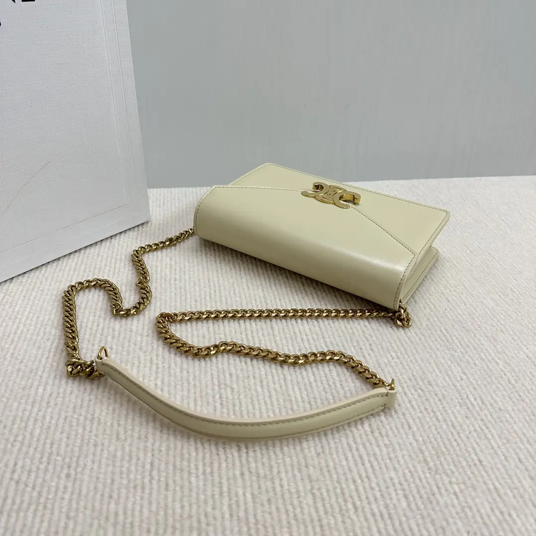 Celine Style Beige Leather Chain Bag Lookbook Reference image 4