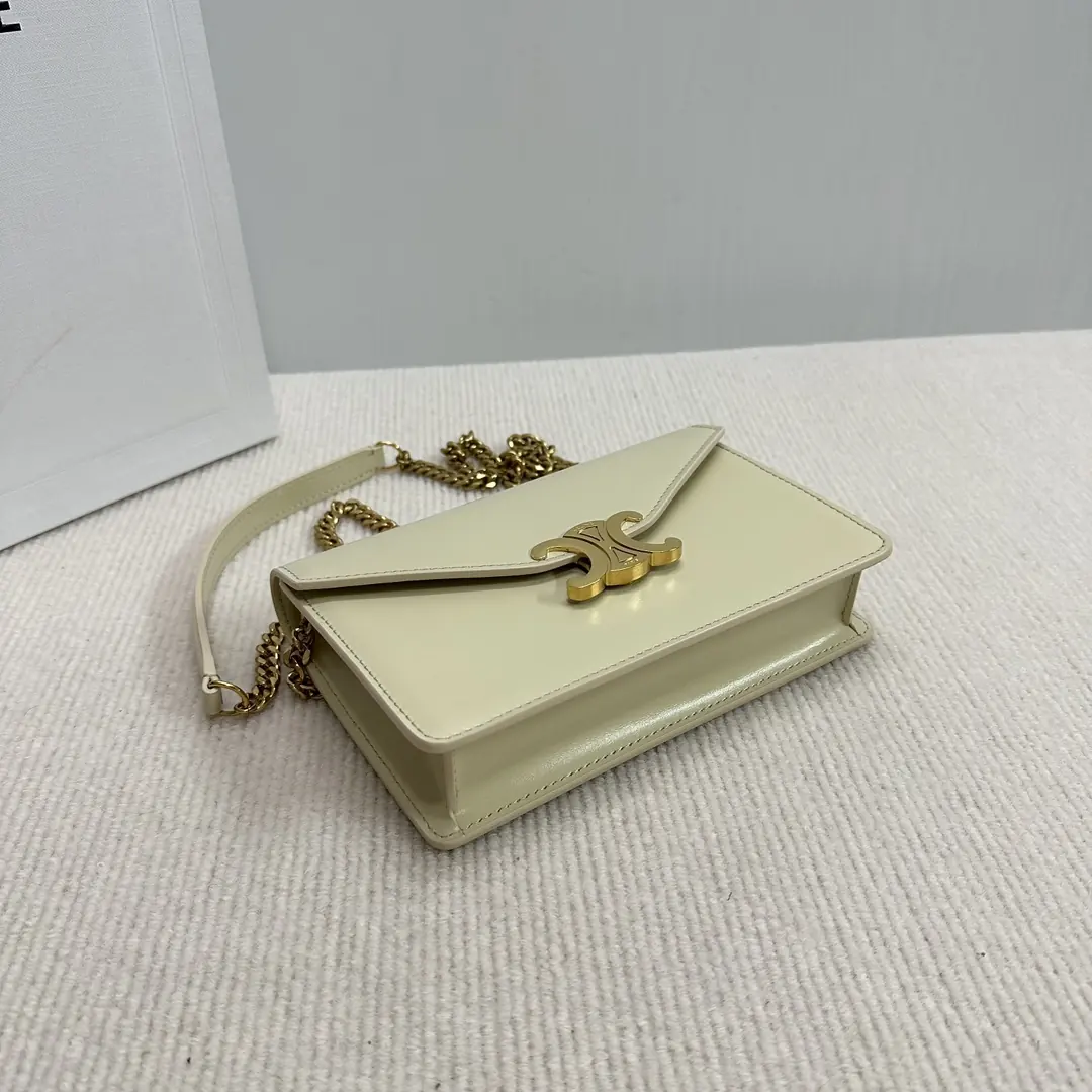 Celine Style Beige Leather Chain Bag Lookbook Reference image 5